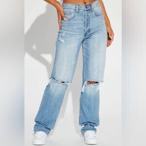 Fashion Nova High Waist Distressed Boyfriend Jeans